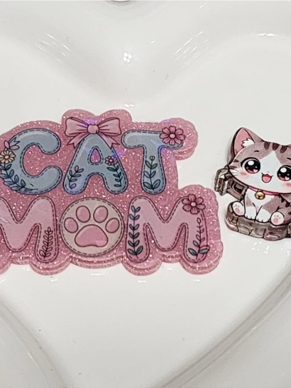 Cat Mom Flatback Focal Bead Badge Keychain Crafts Beaded Pen Magnet Jewelry